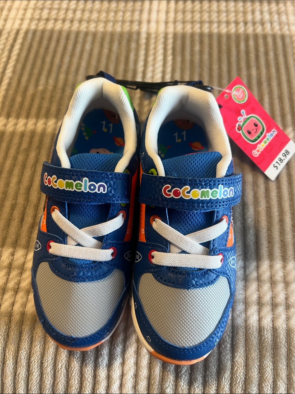 CoComelon Kids Blue and Gray Light-Up Sneakers with Orange Accents